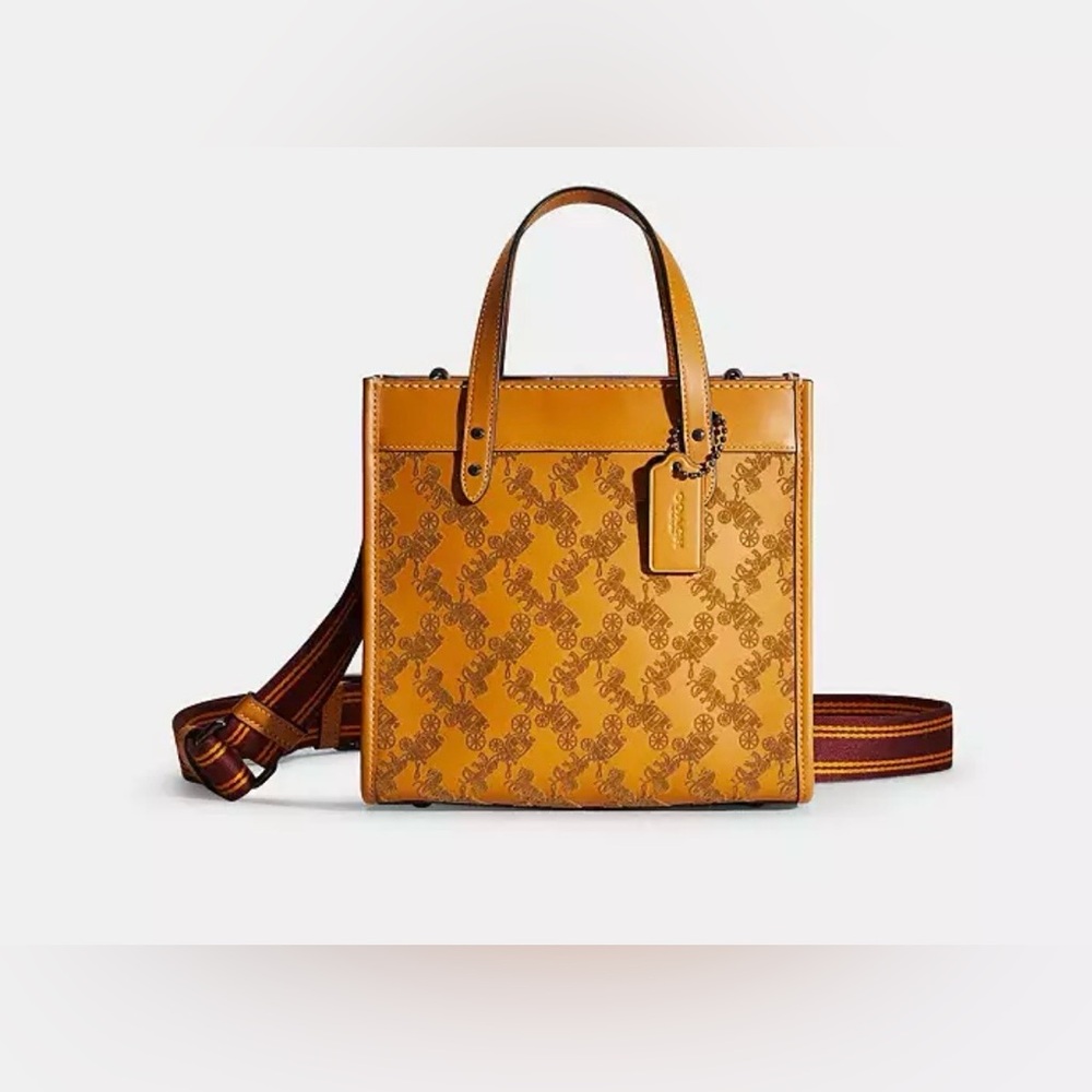 Coach Cognac Signature Small Square Crossbody Tote